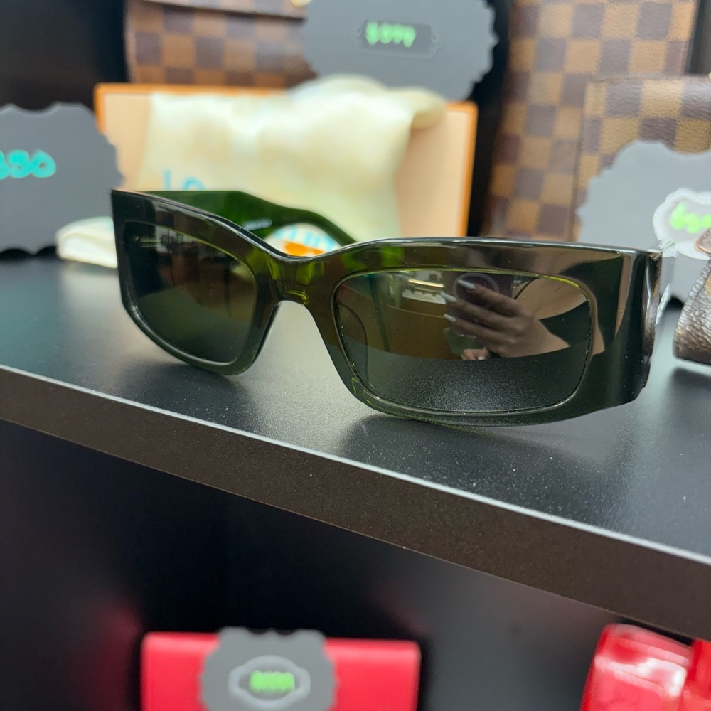 Balenciaga Black and Green Sunglasses - Picture 2 of 4